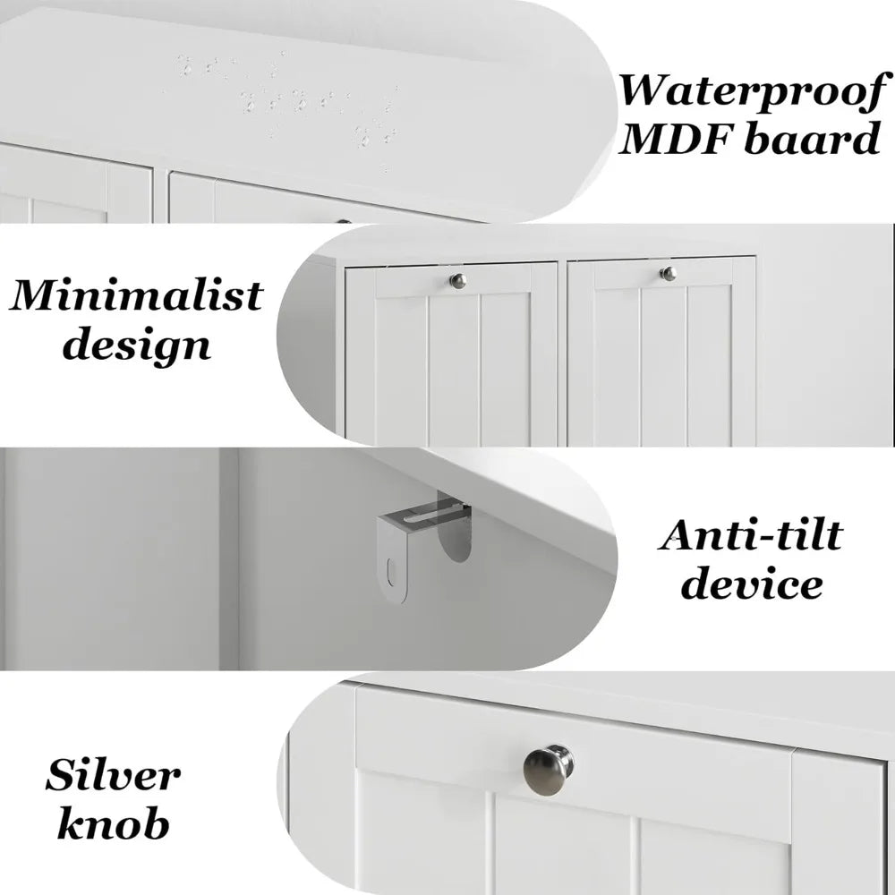 Tilt-Out Double Laundry Hamper Cabinet with 2 Removable Baskets