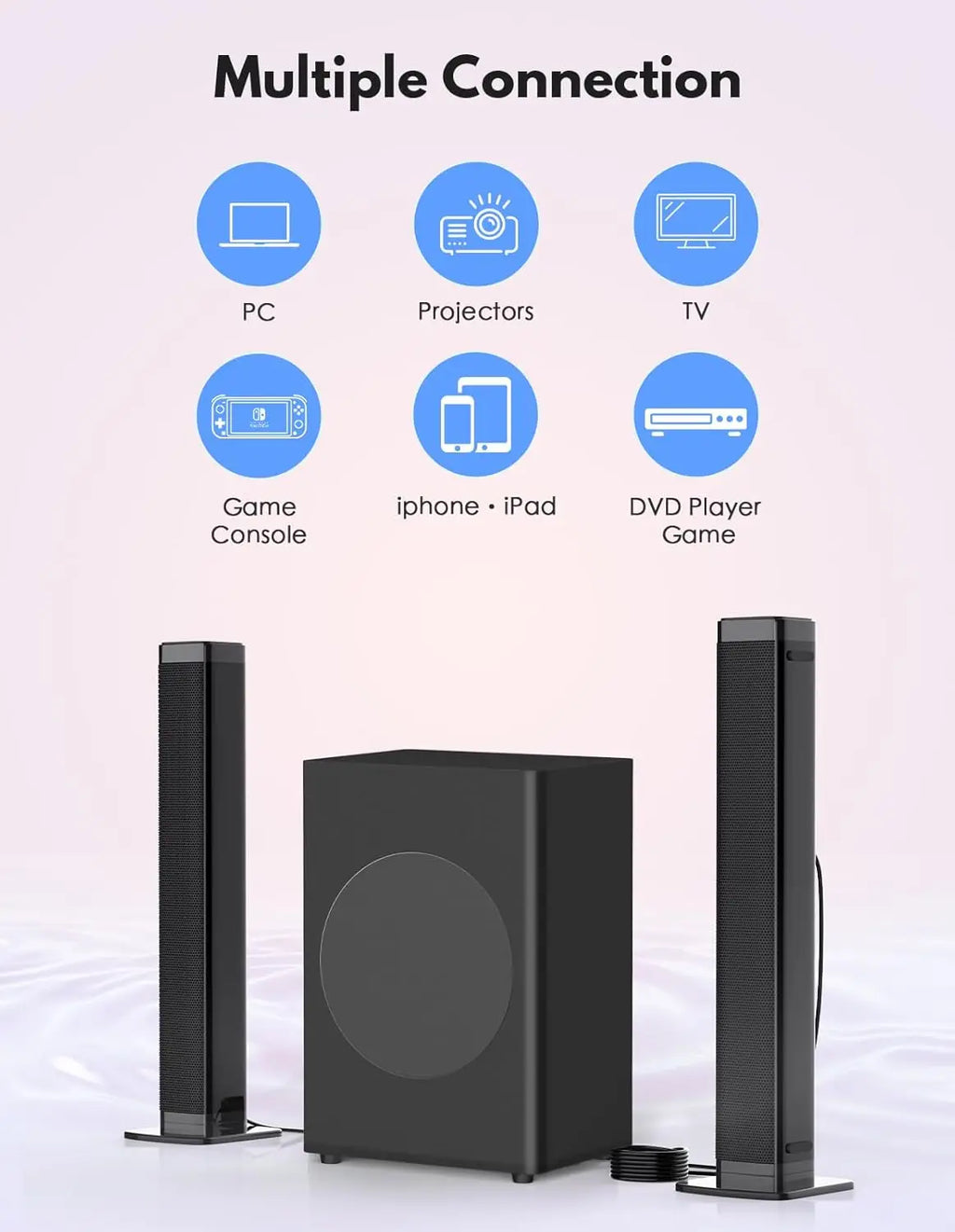 2-in-1 Separable Sound Bar with Subwoofer for Smart TV
