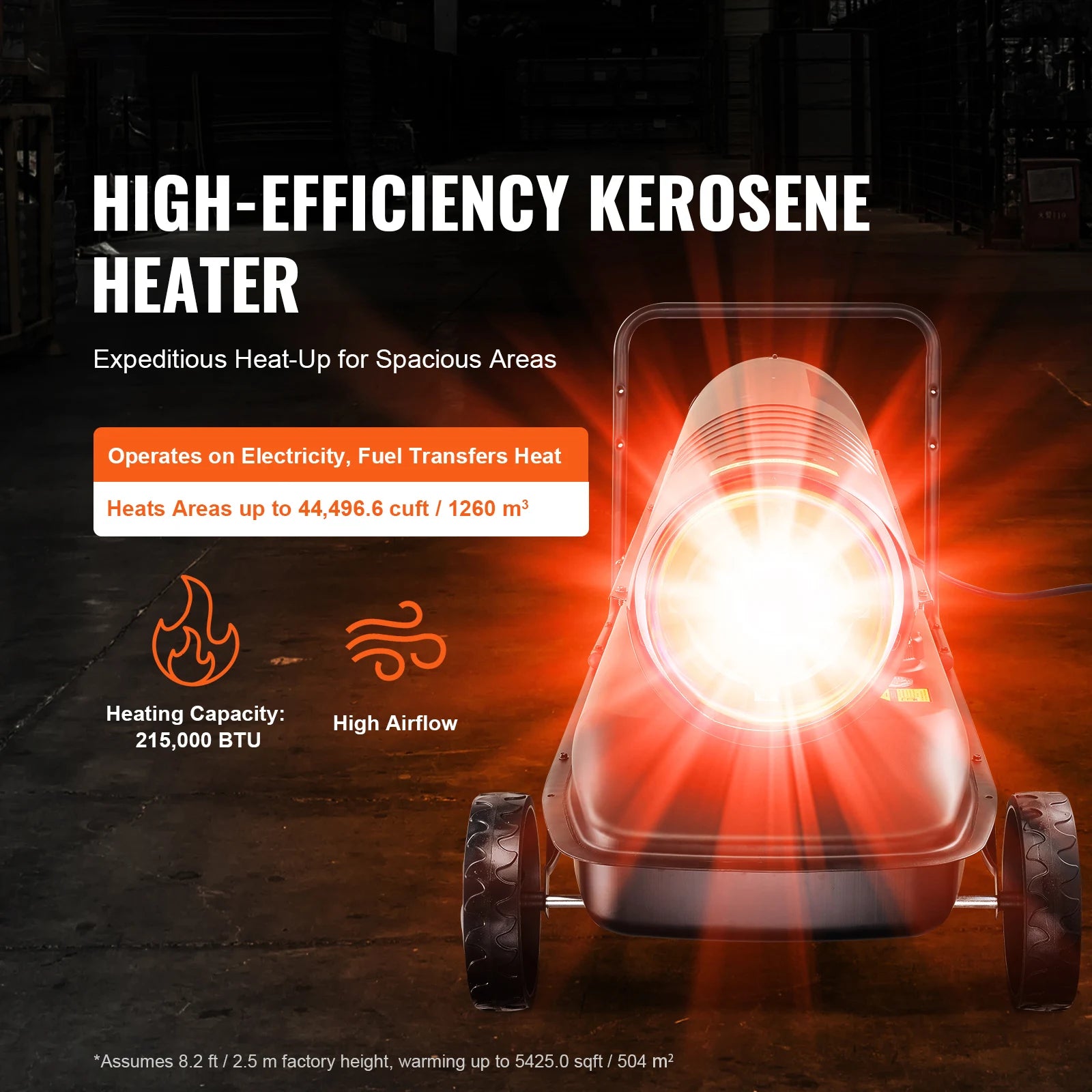 Kerosene Forced Air Heater Portable Torpedo Diesel Space Heater with Thermostat Tank Energy-Efficient heavy-duty Heater