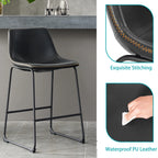 Set of 2 High Barstools with Back and Metal Leg Bar Chairs for Kitchen Island