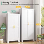 61 Metal Pantry Cabinet with 2 Doors & Adjustable Shelves