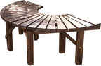 Wrap Around Tree Bench, Outdoor Curved Wooden Seat Semicircular Backrest Design for Gardens Patios Backyards Lawn