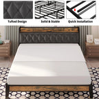 Twin/TwinXL/Full/Queen/King/CaliforniaKing Bed Frames, Storage Headboard with Outlets,
