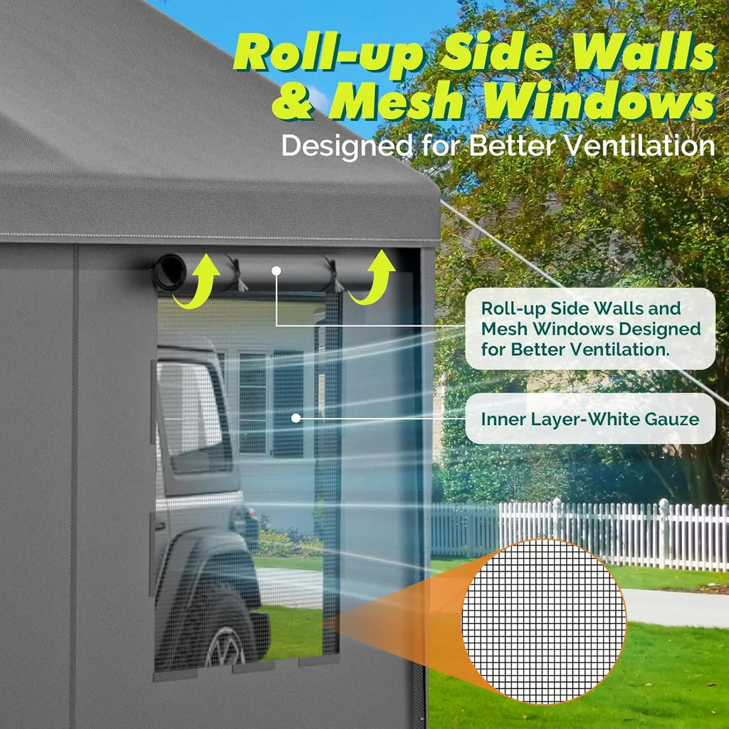 Durable 12x20ft Portable Garage with Galvanized Frame, Waterproof and UV Protection