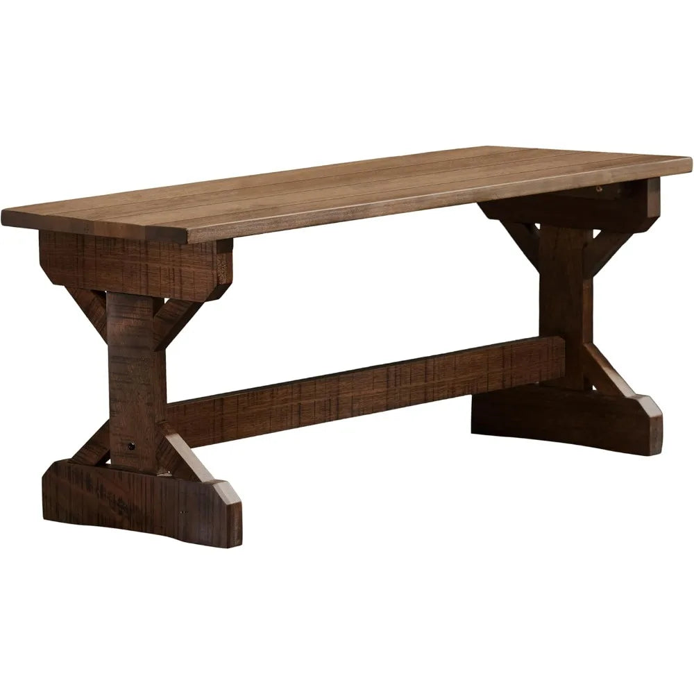 Backyard Discovery 46" Meranti Wood Farmhouse Bench with Walnut Stain, Designed for Indoor and Outdoor Use, Entryway, Living Roo