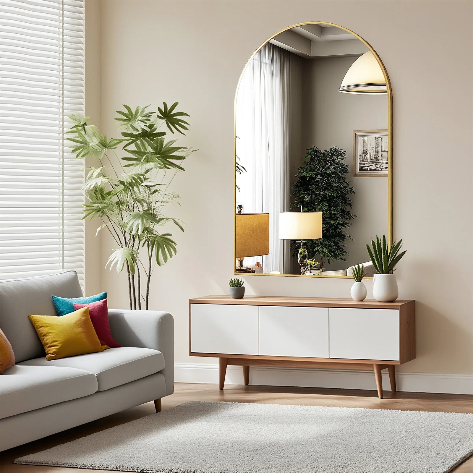 26"x38" Arched Metal Framed Mirror