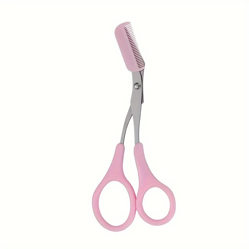 Stainless Steel Eyebrow Trimming Scissors With Comb,