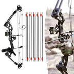 Right Handed Compound Bow Kit Adults and Teens Compound Bow Archery Hunting Equipment with 12 Arrows 30-55lbs Adjustable