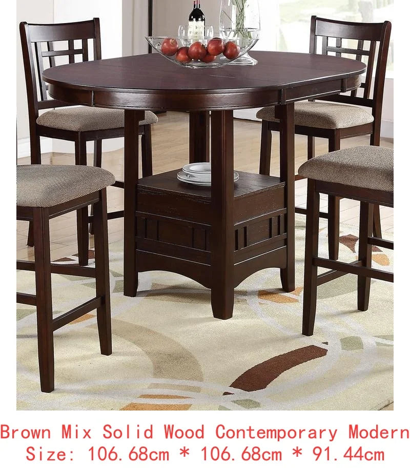 Contemporary 5pc Counter Height Dining Set, Round Table with Leaf & 4 Side Chairs