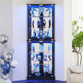 Modern 6-Tier Corner Display Cabinet with Glass Doors and LED Lighting