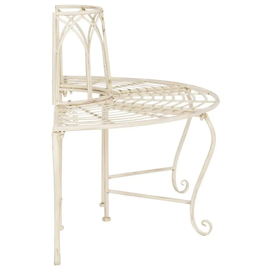 Antique White Distressed Wrought Iron 50Inch Curved Tree Bearden