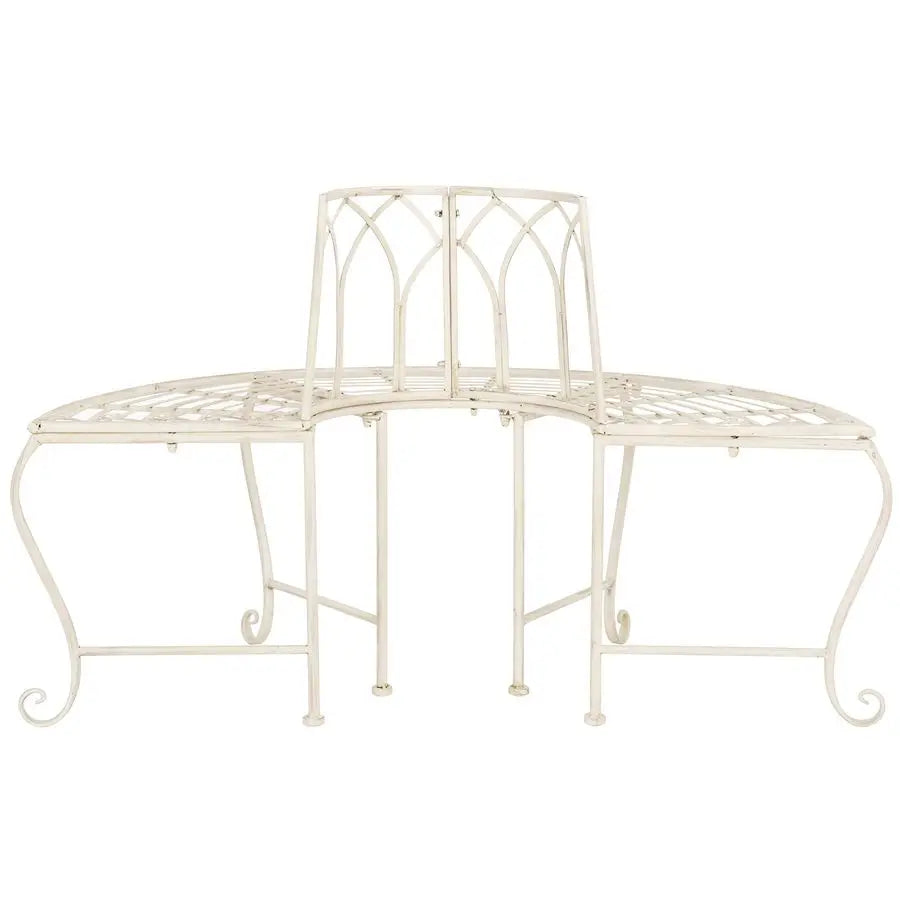 Antique White Distressed Wrought Iron 50Inch Curved Tree Bearden
