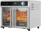 12-in-1 Air Fryer Toaster Oven, Fast Convection Cooking, Fits Whole Pizza, Stainless Steel French Doors