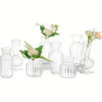 8/16 Pieces of Modern Transparent Glass Vase Set, Small Mini Flower Center Vase,