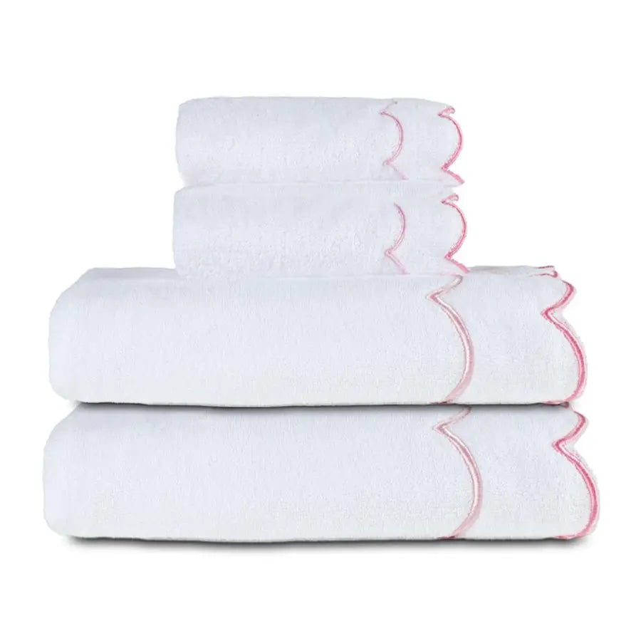 4 Set 100 Cotton Bath Towels Set 2 Bath Towels 2 Hand Towels Embroidered Decorative Scalloped Towels