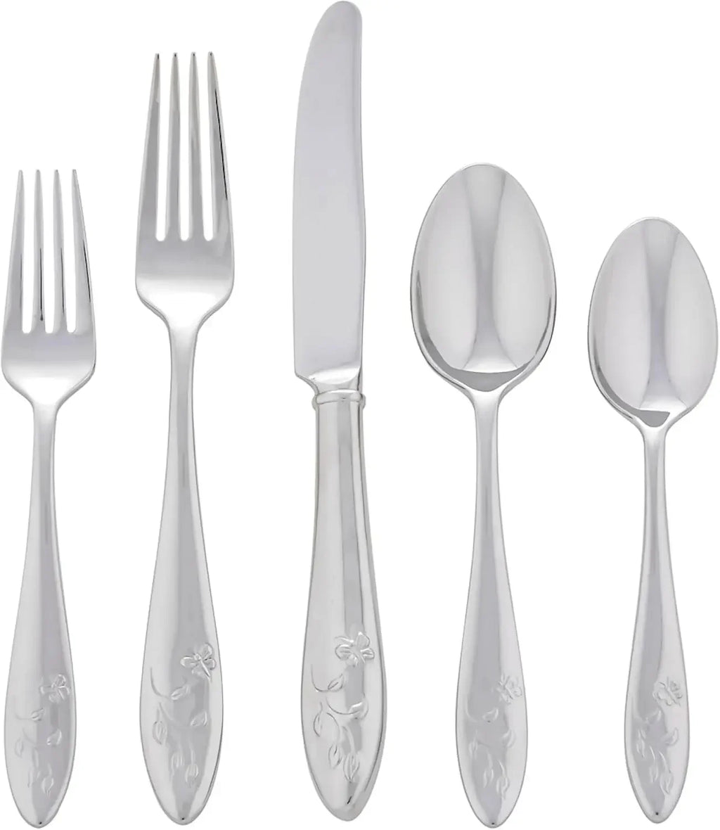 Silverware Set For 12, Butterfly Meadow 65-Piece Flatware Set