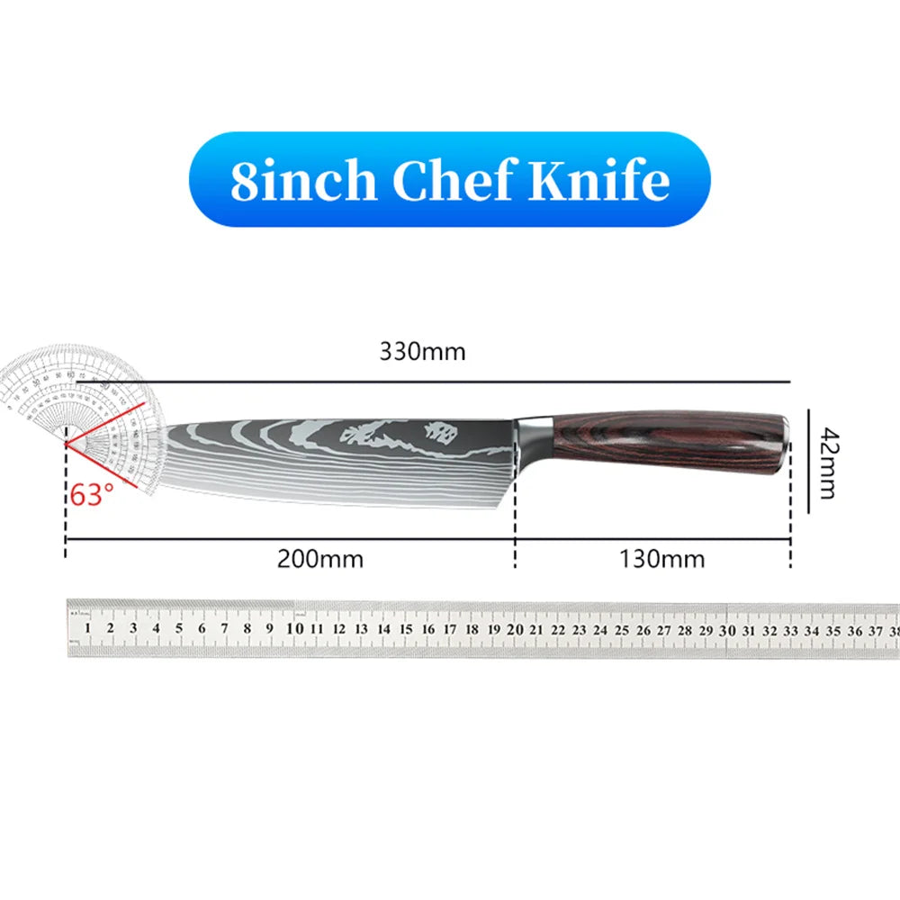 ZENG 8inch Super Sharp Chef knife with Cover Stainless steel