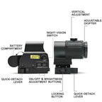 558+G43 Holographic Collimator Sight 558+G33/G45 Red Dot Optic Sight Tactical Hunting Gear W/20mm Rail Mounts&Quick Detach Lever