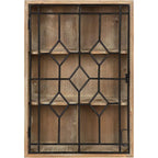 Wall Hanging Open Storage with Decorative Black Iron Door, Rustic Brown