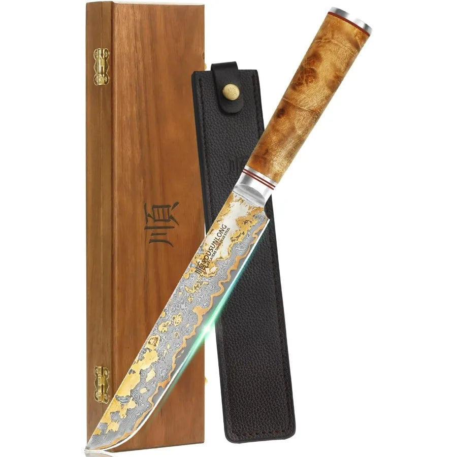 Sakimaru Knife 8" Handmade Copper Damascus Steel Carving Knives