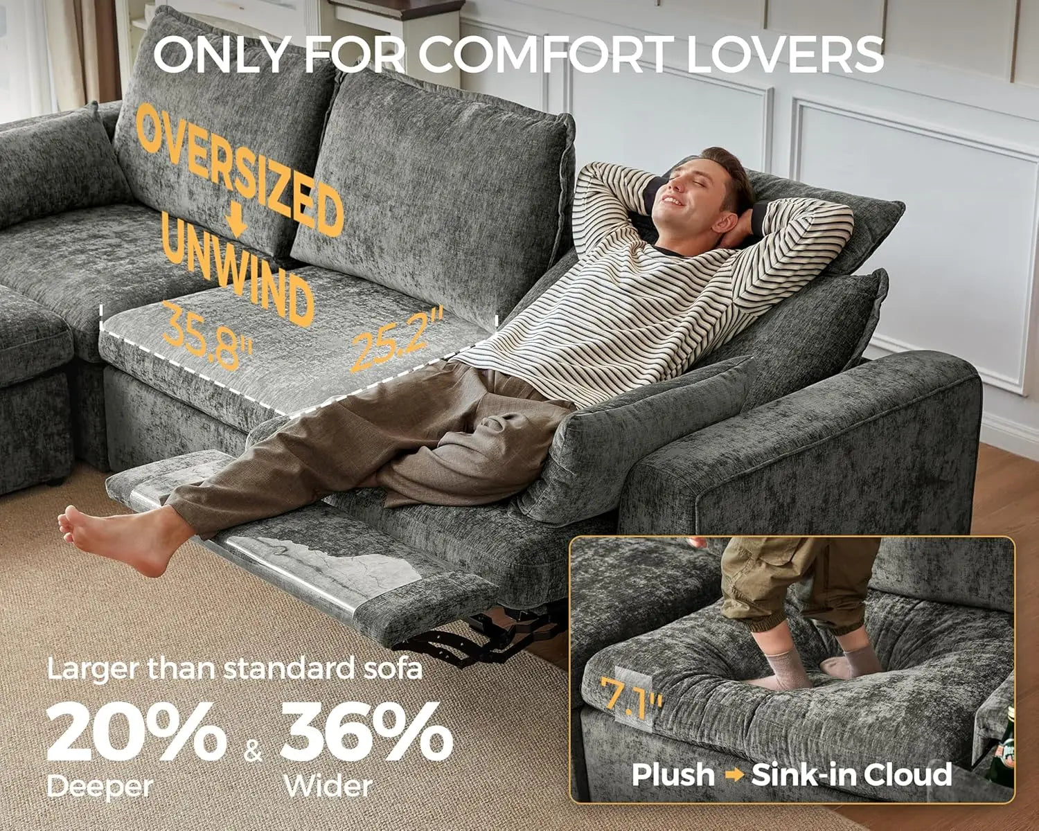 Oversized Modular Sectional Sofa with Double Power Recliner