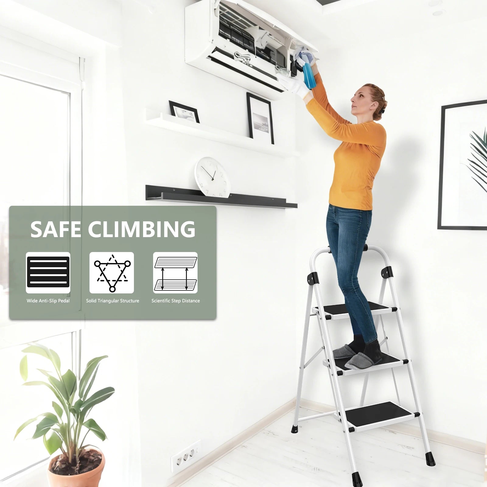 Folding Step Stool with Anti-Slip Pedal 330lbs Capacity