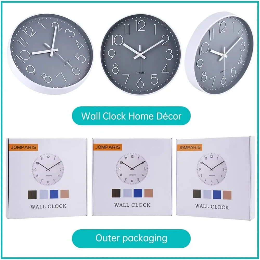 10 Inch Silent Wall Clock Non Ticking with Glass Cover