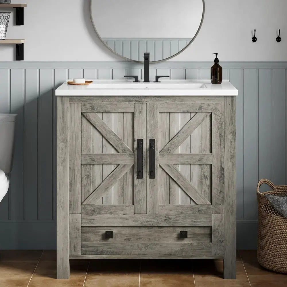 30" Farmhouse Bathroom Vanity with Sink Combo,