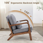 Mid Century Modern Chair Solid Wooden Frame Accent Chair with Arms