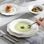 White Porcelain Tableware Set with Bowl, Dinner&Dessert&Soup Plate Set for 4/8