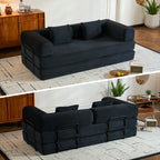 79" Folding Convertible Sofa Bed, Oversized Corduroy Futon Floor Couch, Boneless Loveseat for Small Spaces,