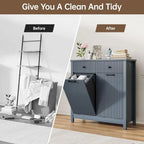 Dual-Section Laundry Hamper and 20-Gallon Waste Bin