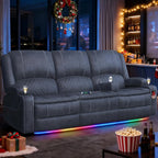 3 Seat Recliner Sofa with Console, Armrest, PU Leather, Cup Holders, USB Ports,