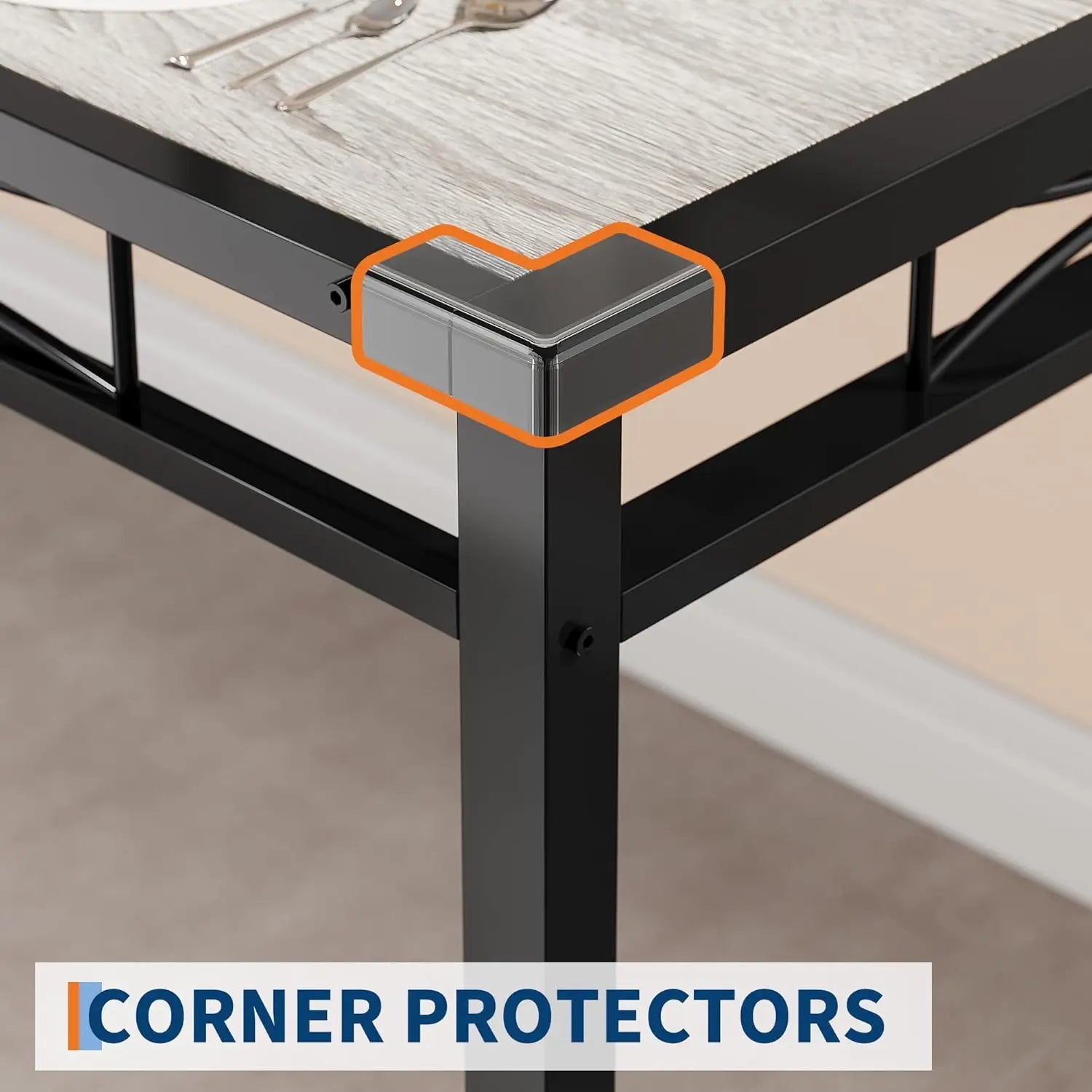 Wood Kitchen Table Chairs Set of 4 with Corner Protector,