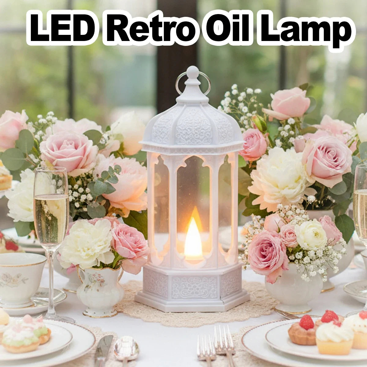 Battery Powered Led Candle Lantern Vintage Light Hanging Lamp Night Table Hand For Decoration Atmosphere Party Lighting Lanterns