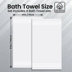 Luxury Cotton Bath Towels Set of 2, 27x54 Inches, Brilliant White - Soft and Absorbent for Ultimate Comfort
