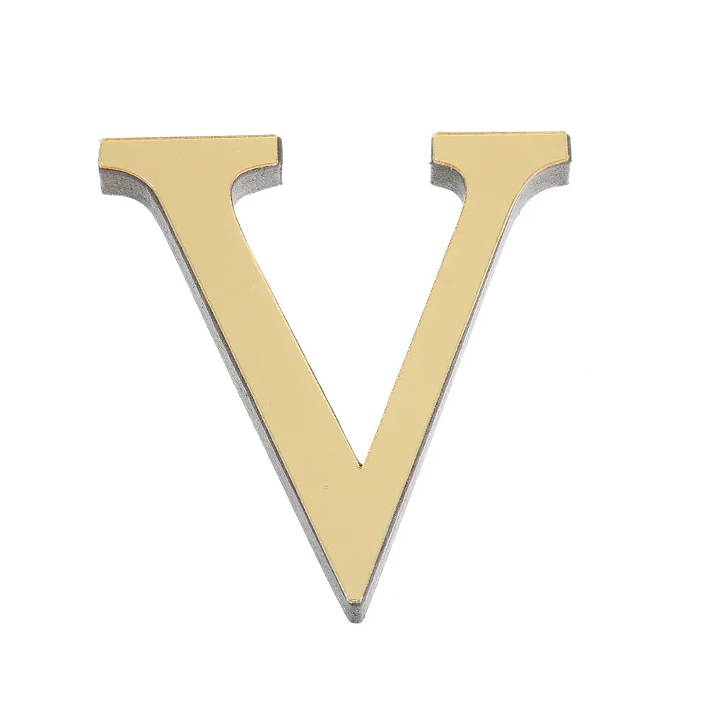 26 English Letters Wall Sticker 3D Mirror Acrylic Gold