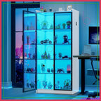 65" LED Display Cabinet with Lights, 5-Tier Adjustable Shelves