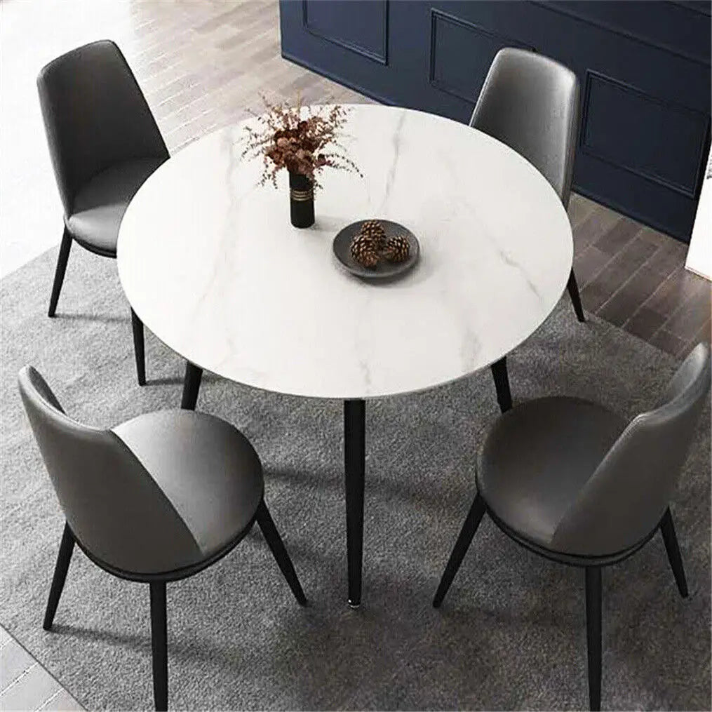 Modern Round Kitchen Dining Table Marble Top 80cm Diameter