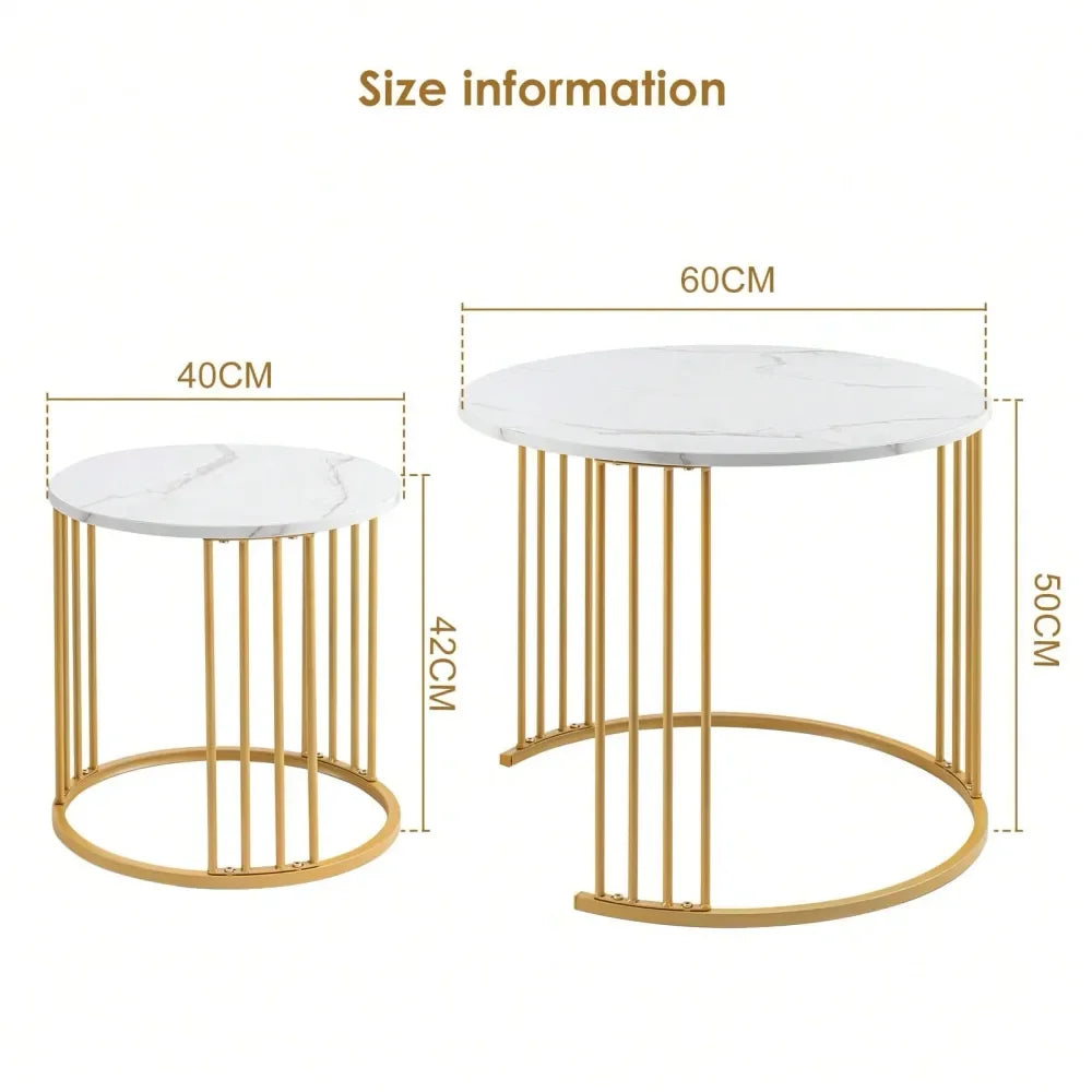 Coffee Table Set Of 2, Round Table, Morden