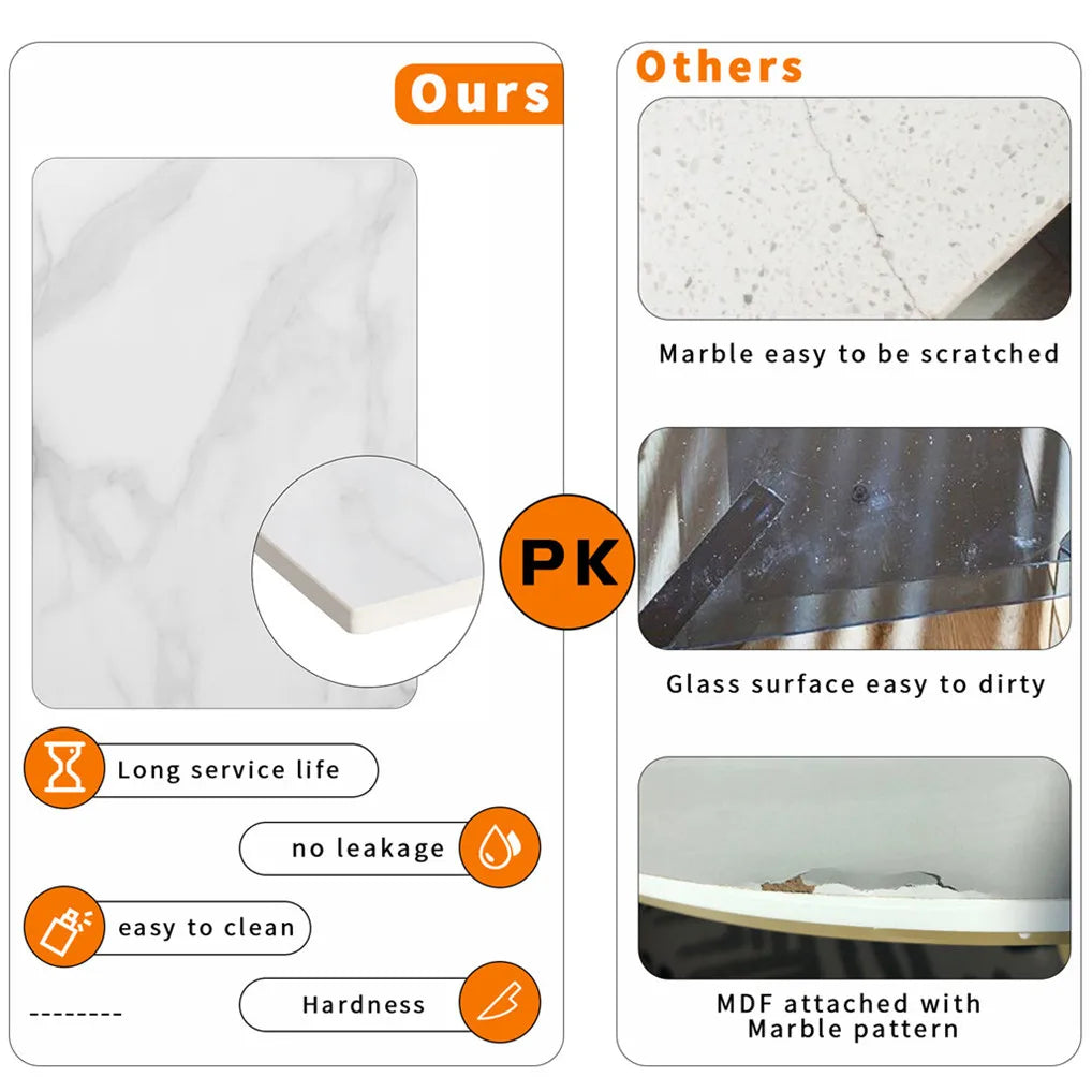 Modern Round Kitchen Dining Table Marble Top 80cm Diameter