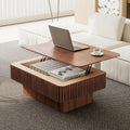 38.6" Lift Top Coffee Table with Storage, Fluted Coffee Table with Solid Wood Veneered, Mid Century Modern Wooden, Customized