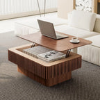 38.6" Lift Top Coffee Table with Storage, Fluted Coffee Table with Solid Wood Veneered, Mid Century Modern Wooden, Customized