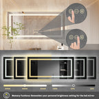 Extra Large Rectangle LED Vanity Dimmable Backlit Anti-Fog Memory with Front and Backlight Shatter-Proof