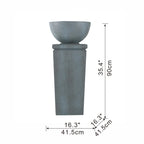 35.5" Polyresin Gray Zen Bowl Water Fountain,