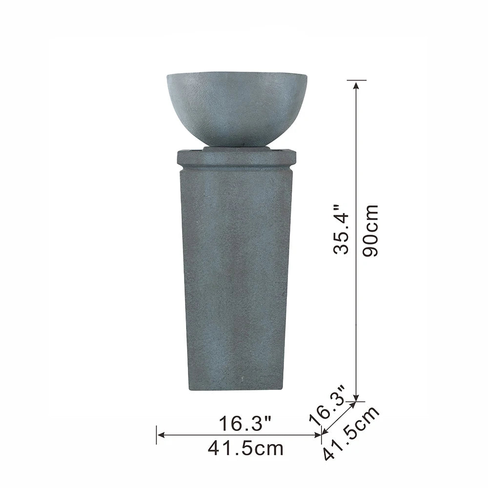 35.5" Polyresin Gray Zen Bowl Water Fountain,