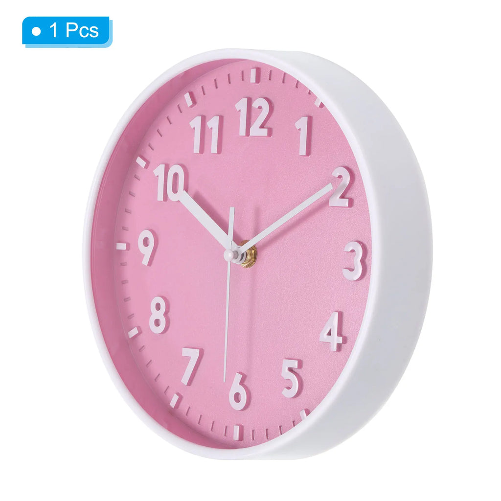 8 Inch Wall Clock 3D Number Quartz Battery Operated Silent Non-Ticking