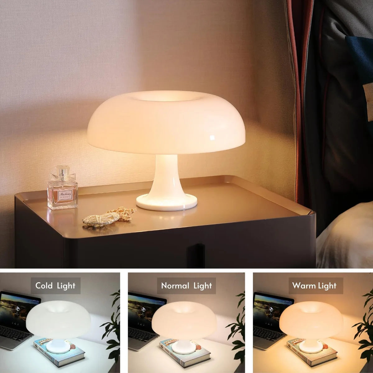 Mushroom Lamp | Cool Retro Living Room Decor (white)
