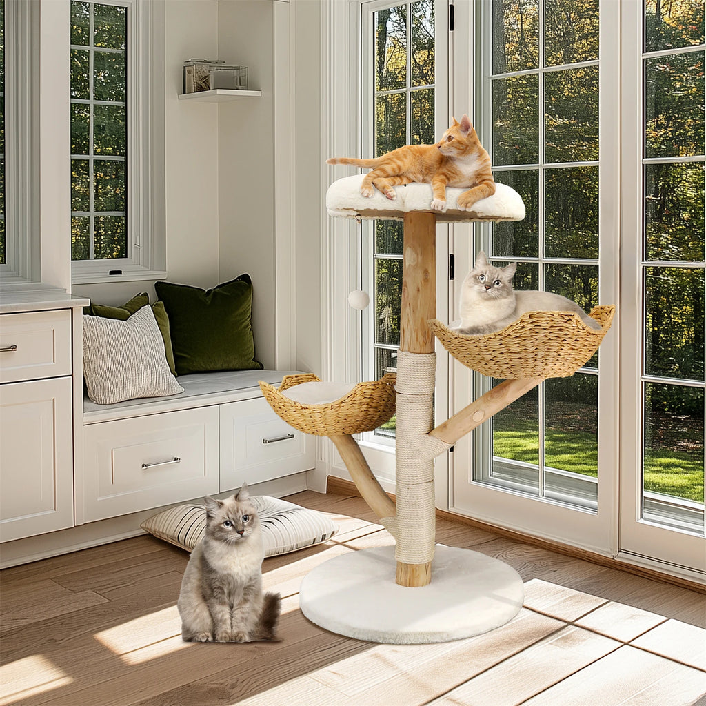 Modern Cat Tree Activity Tower with Plush Cushion