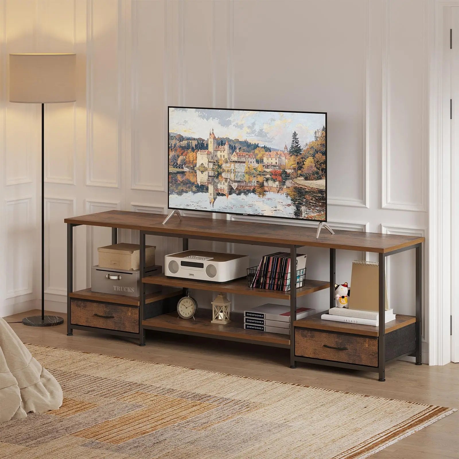 63IN Wooden Tv Stand For Up To 75 Inch TV Entertainment Center